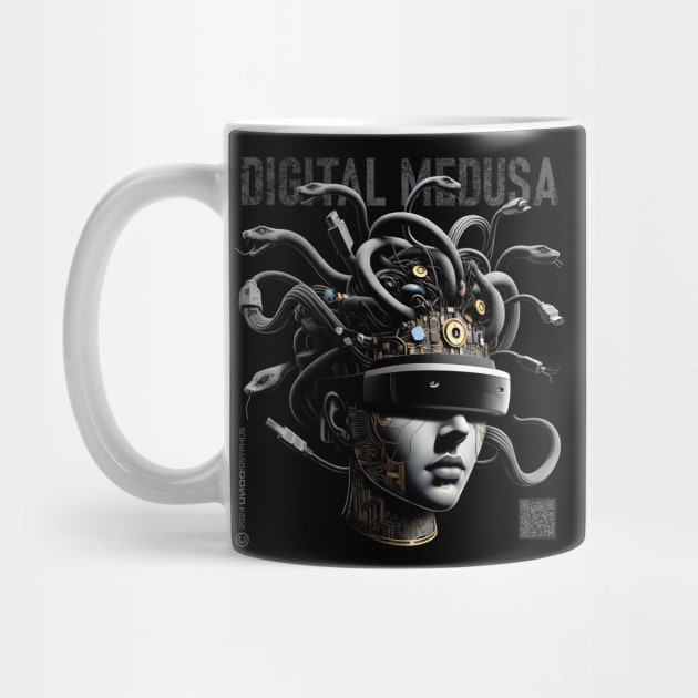 Digital Medusa (Black) - Surreal Mythological Cyberpunk Creature Art | UndoSisyphus™ Gaming Collection by UndoSisyphus